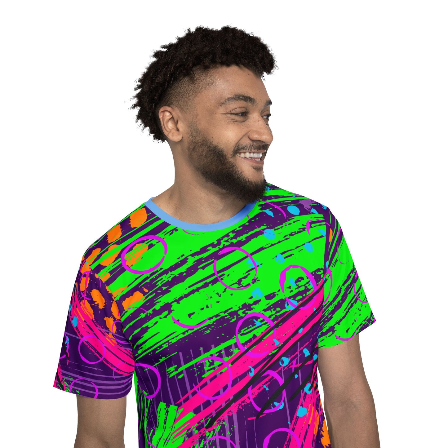 Abstract Geo-Pattern Men's Sports Jersey — Colorblock Neon Maze Design