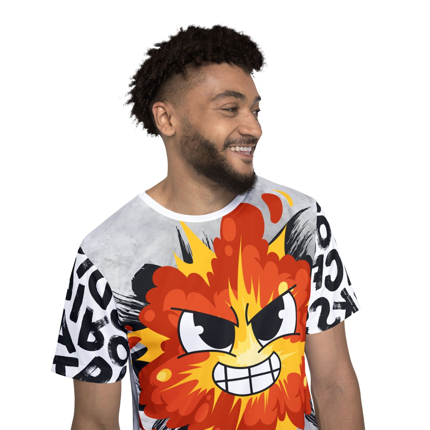 Fire letters,Stylish Men's Sports Jersey - Bold Graphic Design
