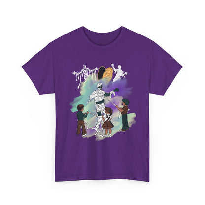 Unwrapped,Spooky Halloween Unisex Heavy Cotton Tee, Graphic Tee, Horror T-Shirt, Halloween Costume Shirt, Fun Monster Tee, Trick or Treat Apparel
