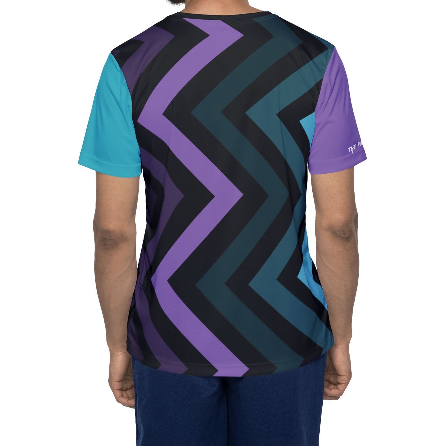 Geometric Chevron Sports Jersey — Purple & Teal All-Over Print
