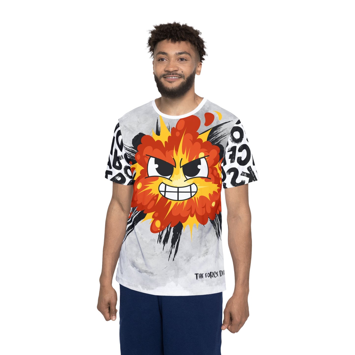Fire letters,Stylish Men's Sports Jersey - Bold Graphic Design