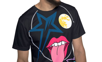Graphic Jersey — Retro Rock Star Tongue Design