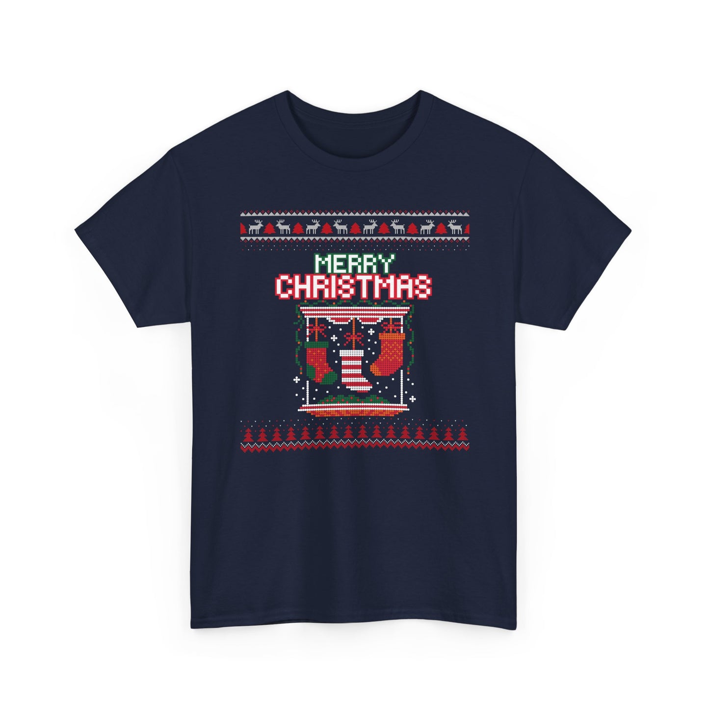 Merry Christmas Ugly T-Shirt — Festive Stocking & Reindeer Holiday Tee