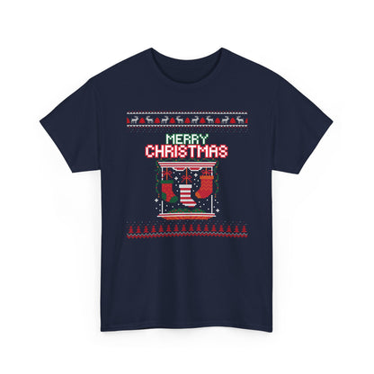 Merry Christmas Ugly T-Shirt — Festive Stocking & Reindeer Holiday Tee