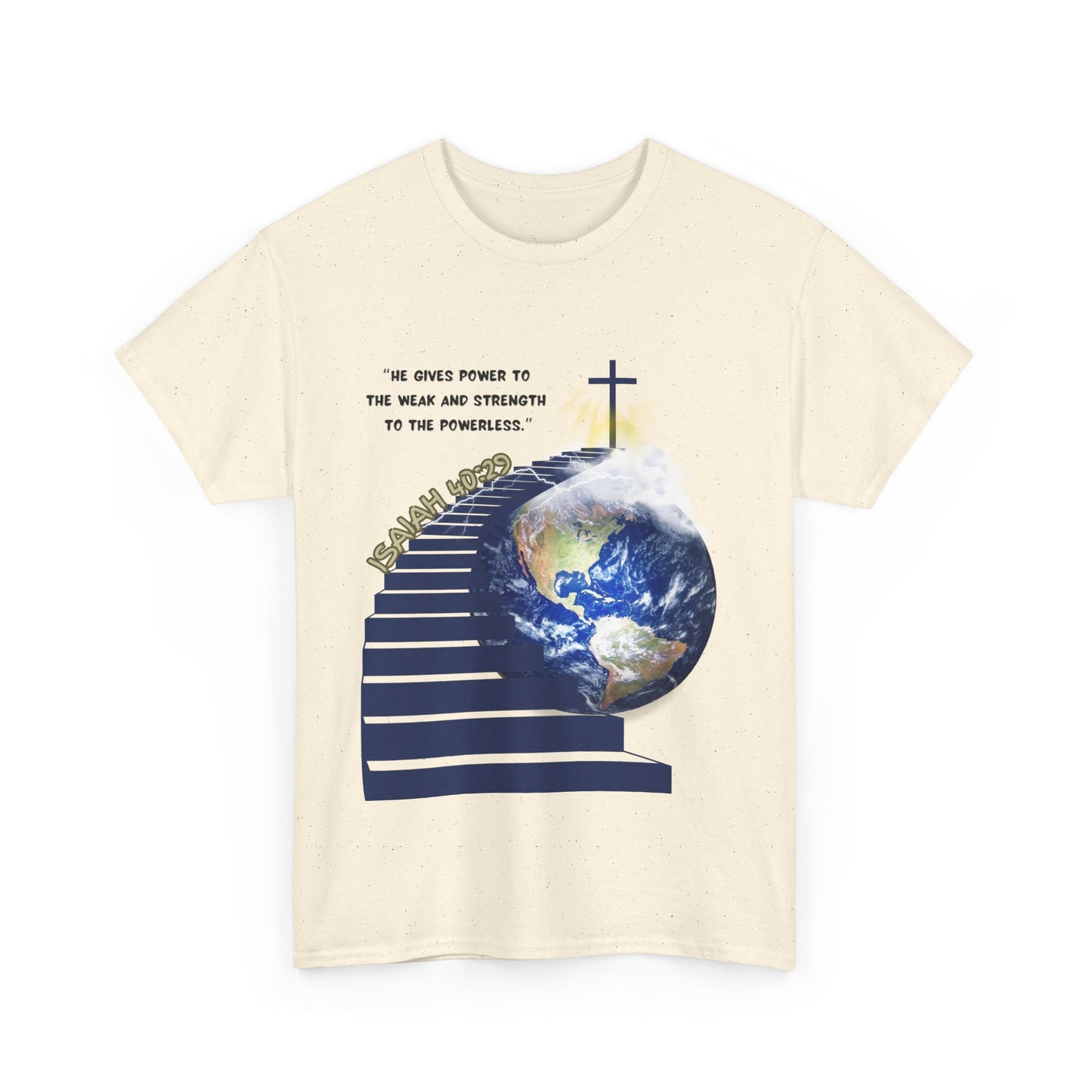 Isaiah 40:29 Unisex Heavy Cotton Tee, Faith-Based Shirt, Earth T-Shirt, Spiritual Cotton Top, Eco-Conscious Apparel