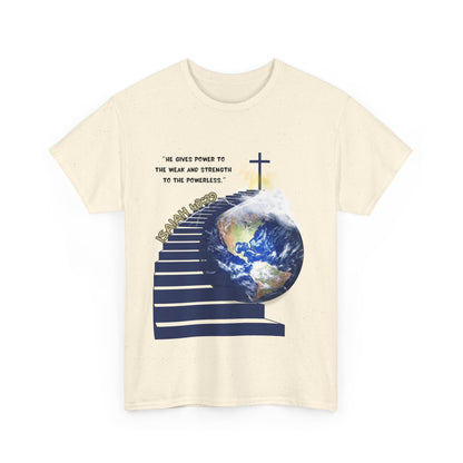 Isaiah 40:29 Unisex Heavy Cotton Tee, Faith-Based Shirt, Earth T-Shirt, Spiritual Cotton Top, Eco-Conscious Apparel
