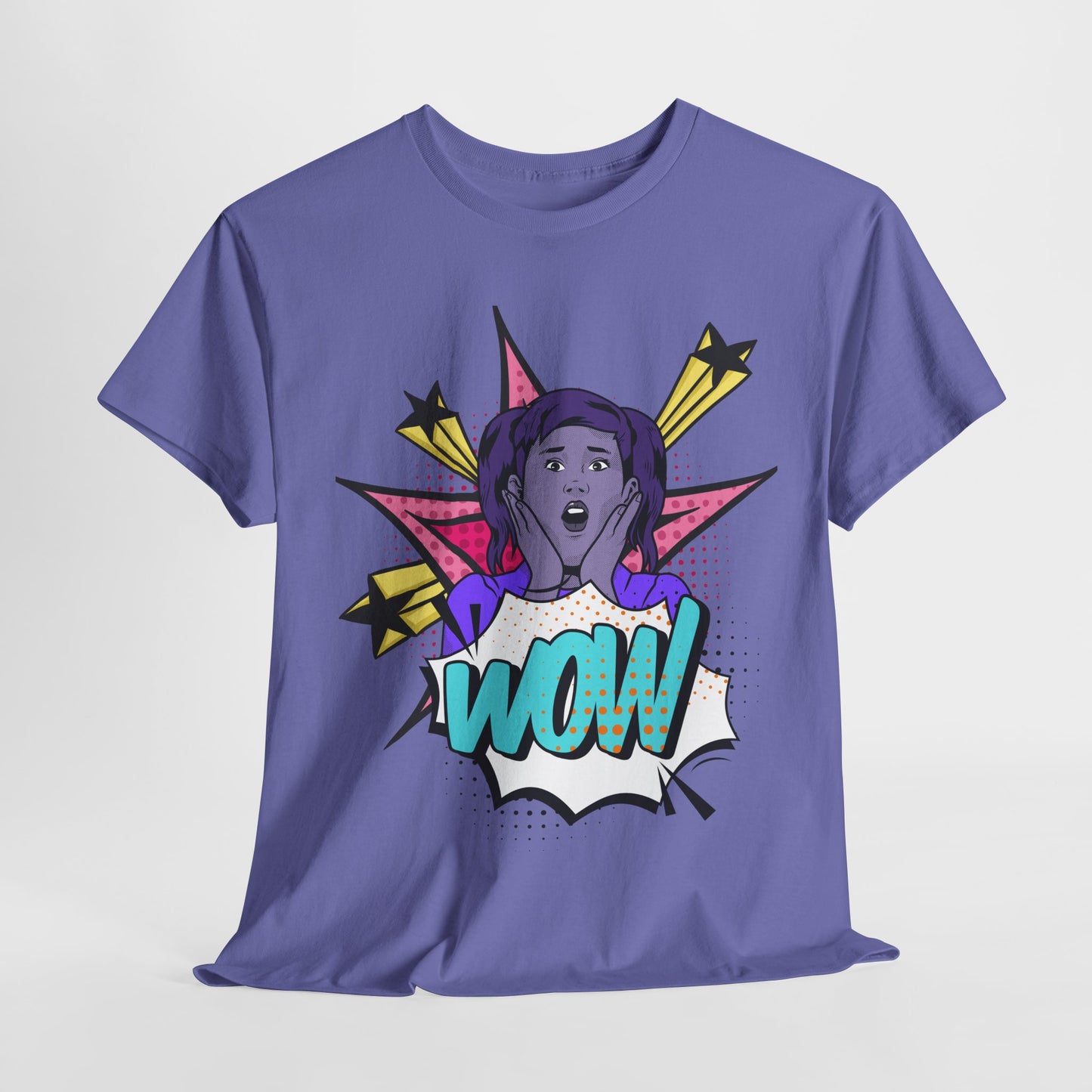 Unisex Heavy Cotton Tee - 'WOW' Comic Pop Art Style