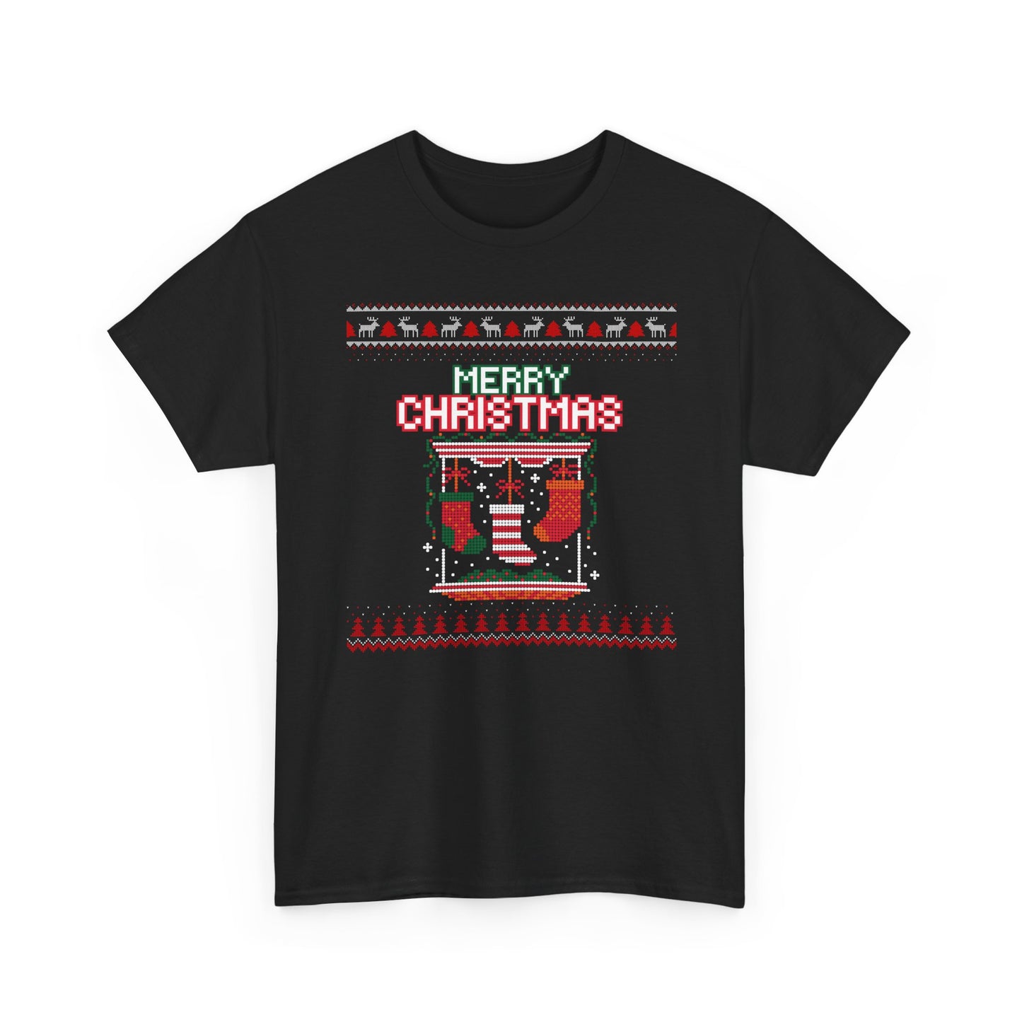 Merry Christmas Ugly T-Shirt — Festive Stocking & Reindeer Holiday Tee