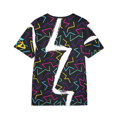 Retro Neon Zigzag Sports Jersey — 80s Throwback All-Over Print