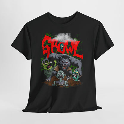 Growl,Unisex Graphic Tee, Horror-Themed T-Shirt, Perfect for Halloween, Casual Wear, Gift for Fans, Spooky Vibe