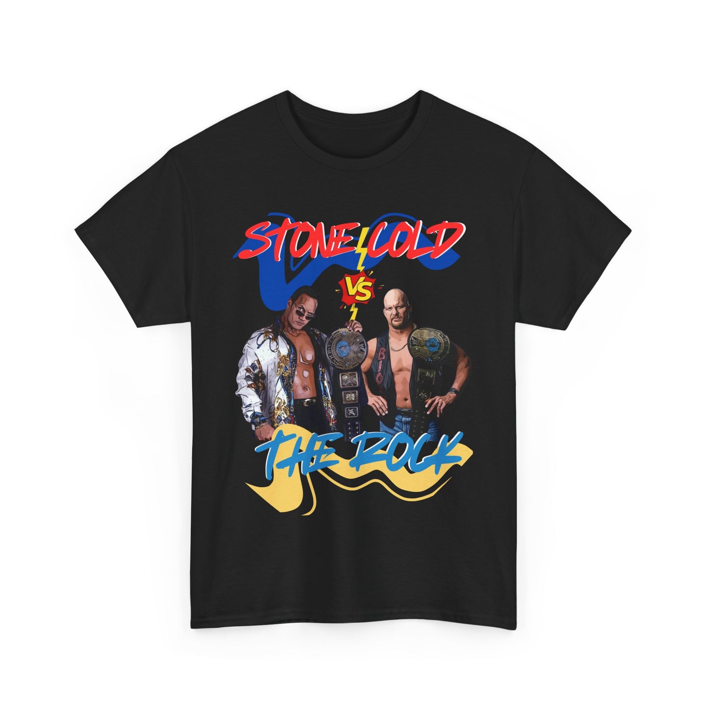The Rock vs Stone Cold, The Force Designs, Wrestling shirt, Steve Austin, The Rock Johnson, Unisex Heavy Cotton Tee