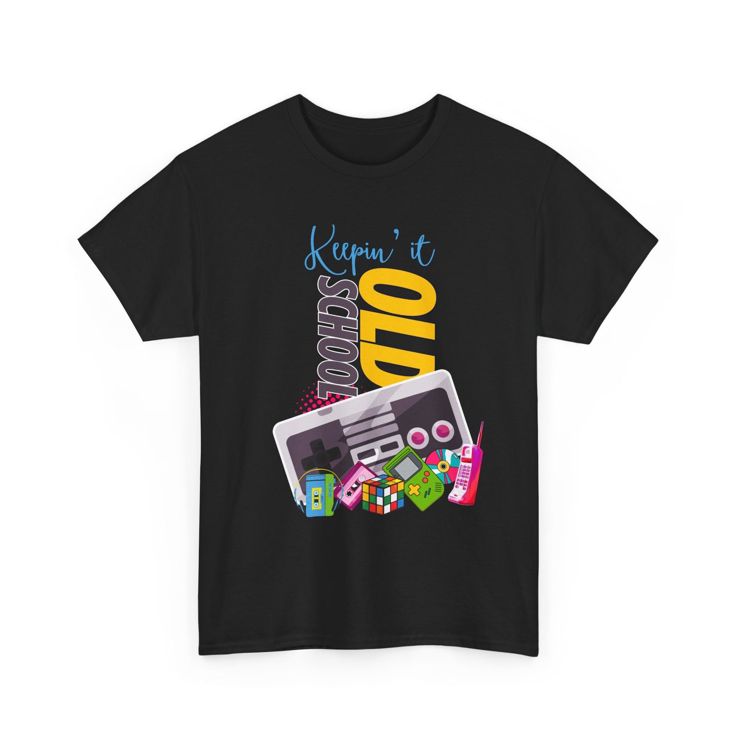 Keeping it Old School,Unisex Heavy Cotton Tee, Perfect for Gamers, Gifts for Birthdays, Casual Wear, Nostalgic Vibes, Game Night Attire