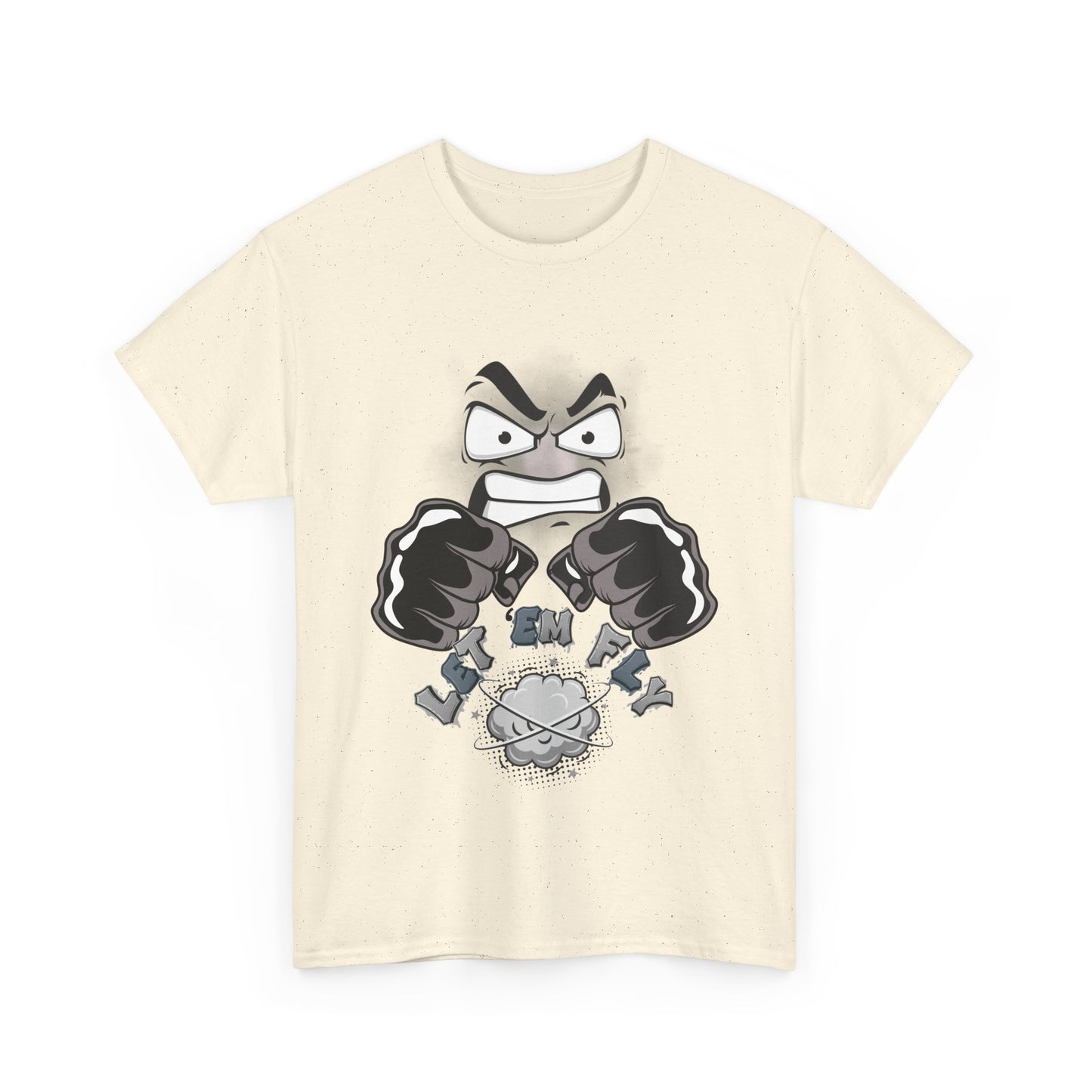 Let ‘em Fly, Angry Cartoon Graphic Tee, Streetwear Shirt, Unique Gift for Teens, Graphic Tee for Gamers, Casual Unisex Cotton T-Shirt