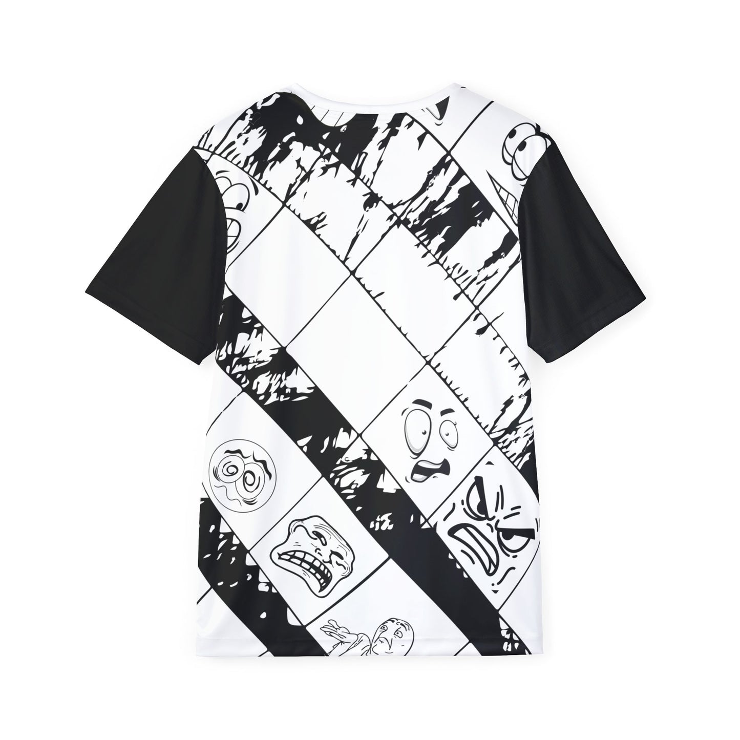 TFD Faces Men's Graphic Sports Jersey — Black & White Comic Faces with Red TSD Logo