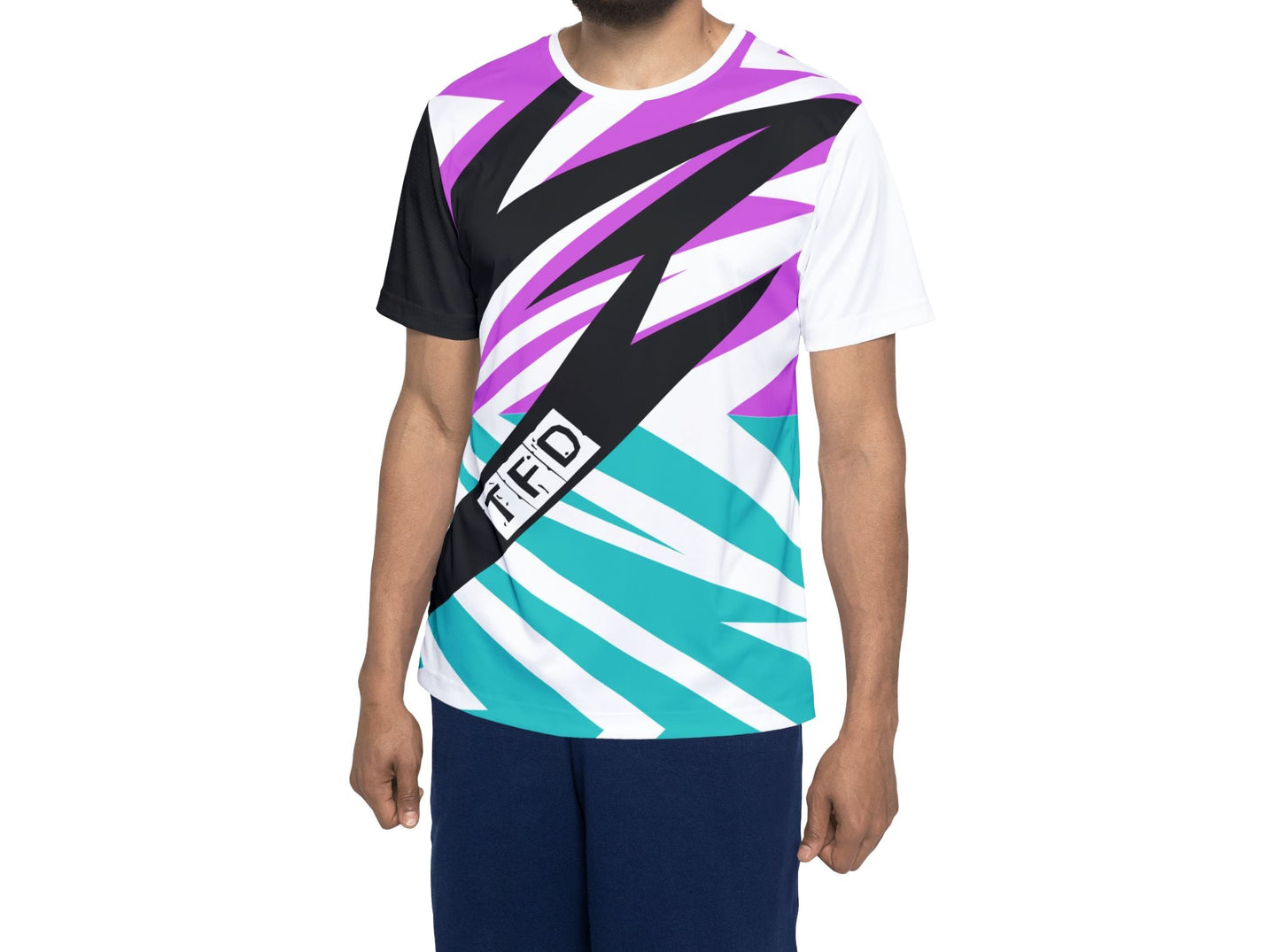 Flash Purp,Men's Sports Jersey — Bold Teal & Purple Abstract Athletic Tee (TFD)