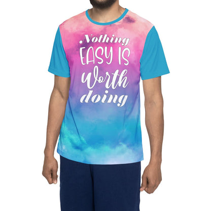 Nothing Easy Is Worth Doing, Tie-Dye Sports Jersey — "Nothing Easy Is Worth Doing"