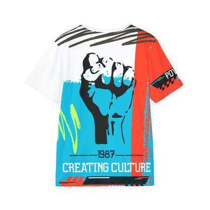 Creating Culture — Bold Fist Graphic All-Over Print Athletic Tee ("The Force Designs" 1987)