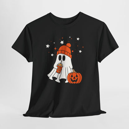 Halloween Ghost Unisex Heavy Cotton Tee, Spooky T-Shirt, Fall Fashion, October Vibes, Graphic Tee, Halloween Apparel, Ghost Design