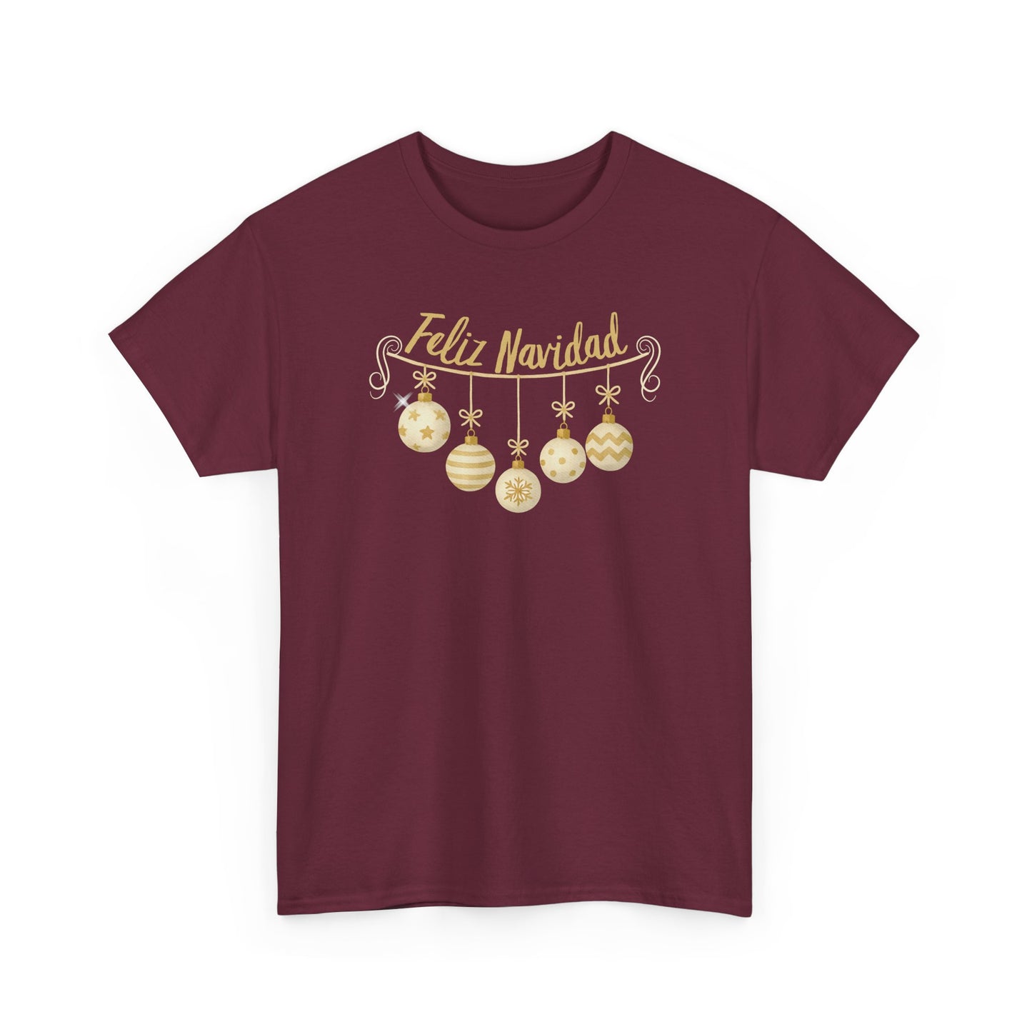 Feliz Navidad Tee — Gold Ornament Christmas Shirt