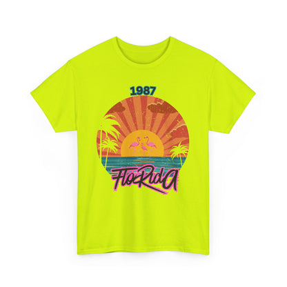 Retro Florida Sunset Cotton Tee, Beachwear, Vacation Shirt, Gift for Travelers, 1987 Florida Tee, Summer Vibes, Unisex Tee