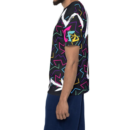 Retro Neon Zigzag Sports Jersey — 80s Throwback All-Over Print