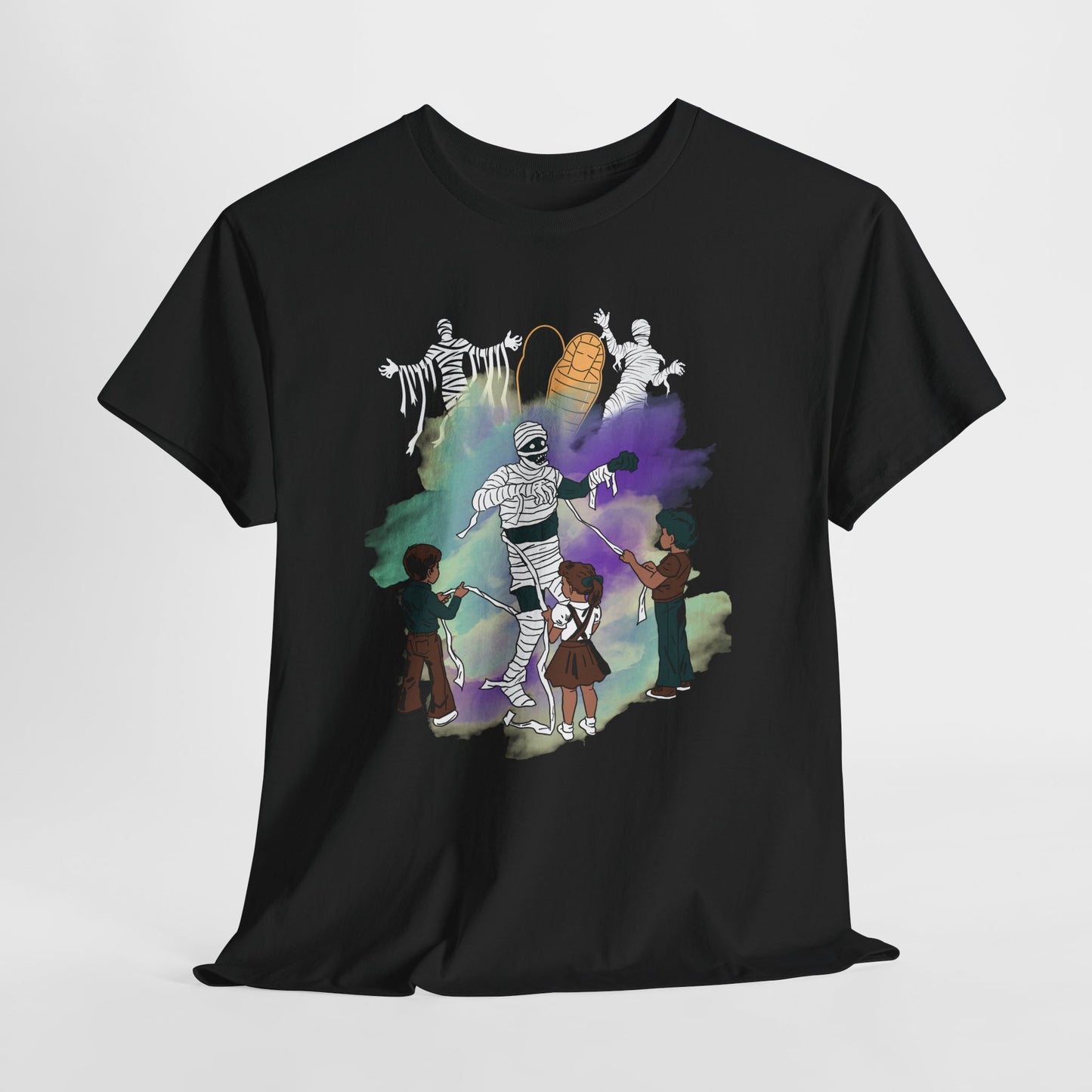 Unwrapped,Spooky Halloween Unisex Heavy Cotton Tee, Graphic Tee, Horror T-Shirt, Halloween Costume Shirt, Fun Monster Tee, Trick or Treat Apparel