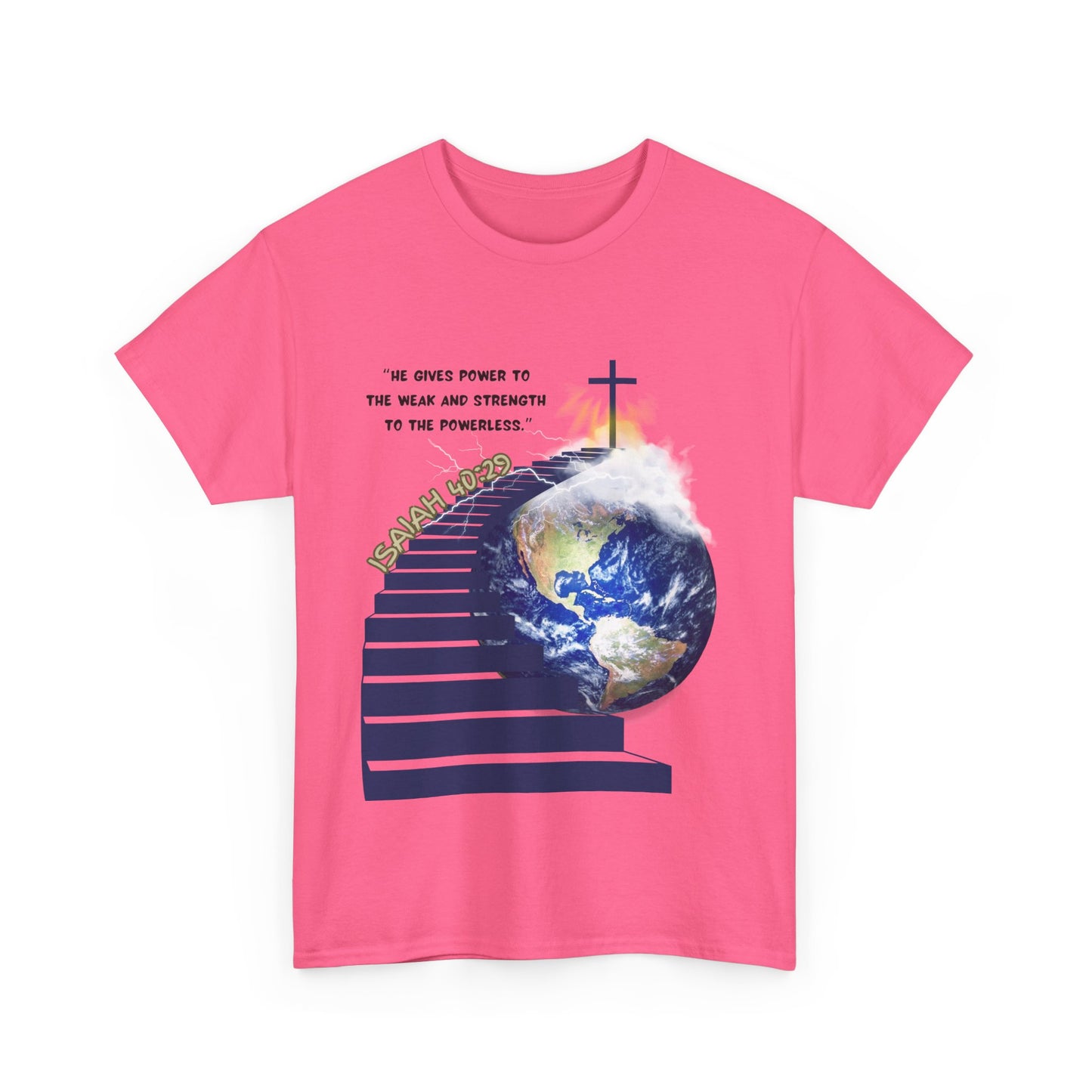 Isaiah 40:29 Unisex Heavy Cotton Tee, Faith-Based Shirt, Earth T-Shirt, Spiritual Cotton Top, Eco-Conscious Apparel