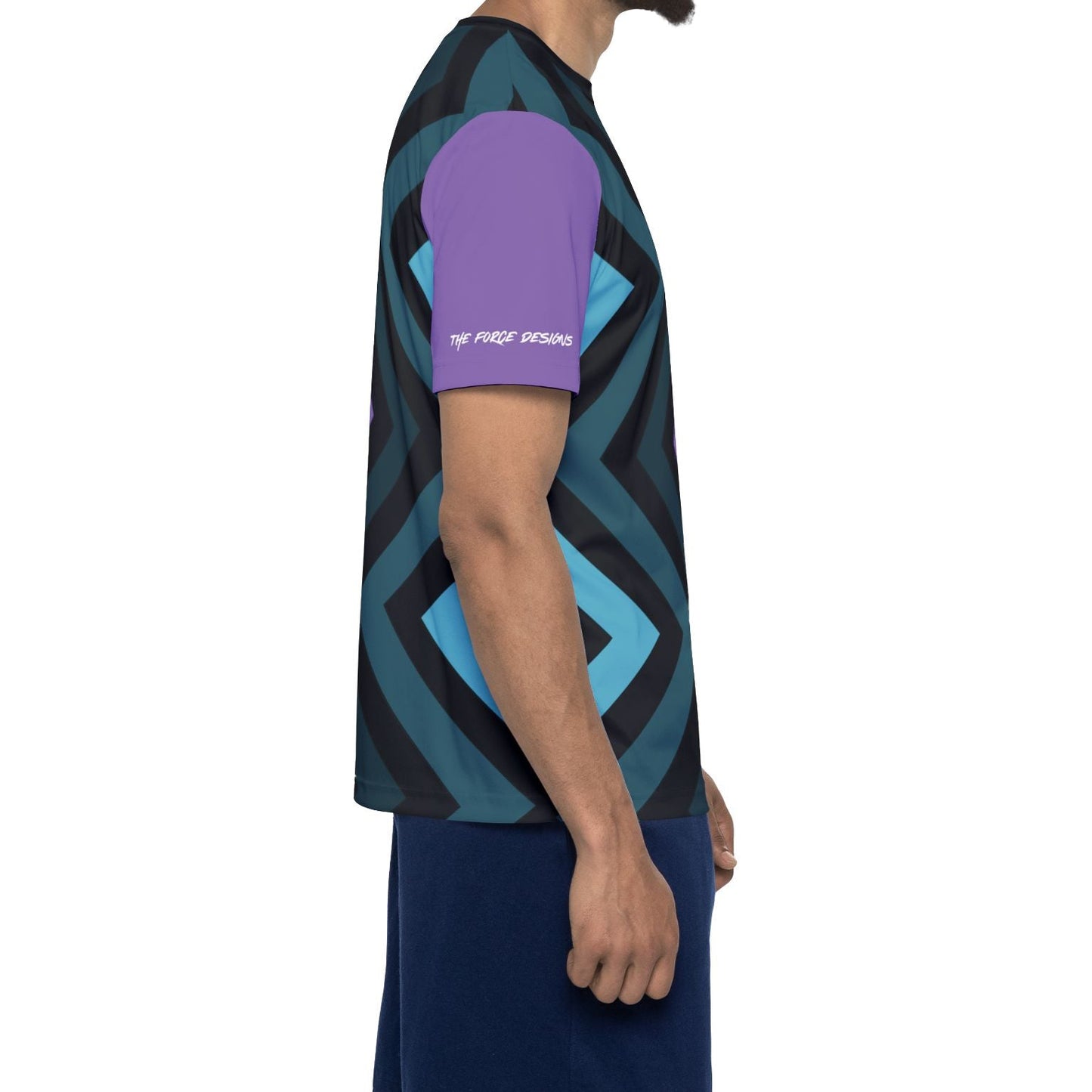 Geometric Chevron Sports Jersey — Purple & Teal All-Over Print