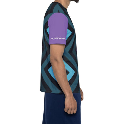 Geometric Chevron Sports Jersey — Purple & Teal All-Over Print