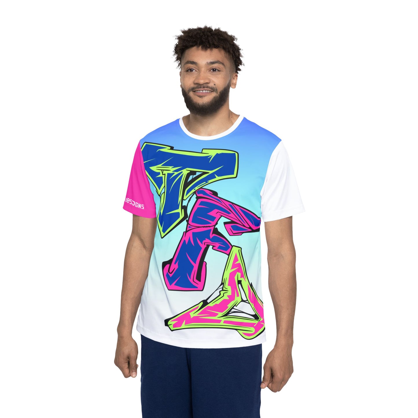 Men's Graffiti Sports Jersey — Neon Streetwear Athletic Tee
