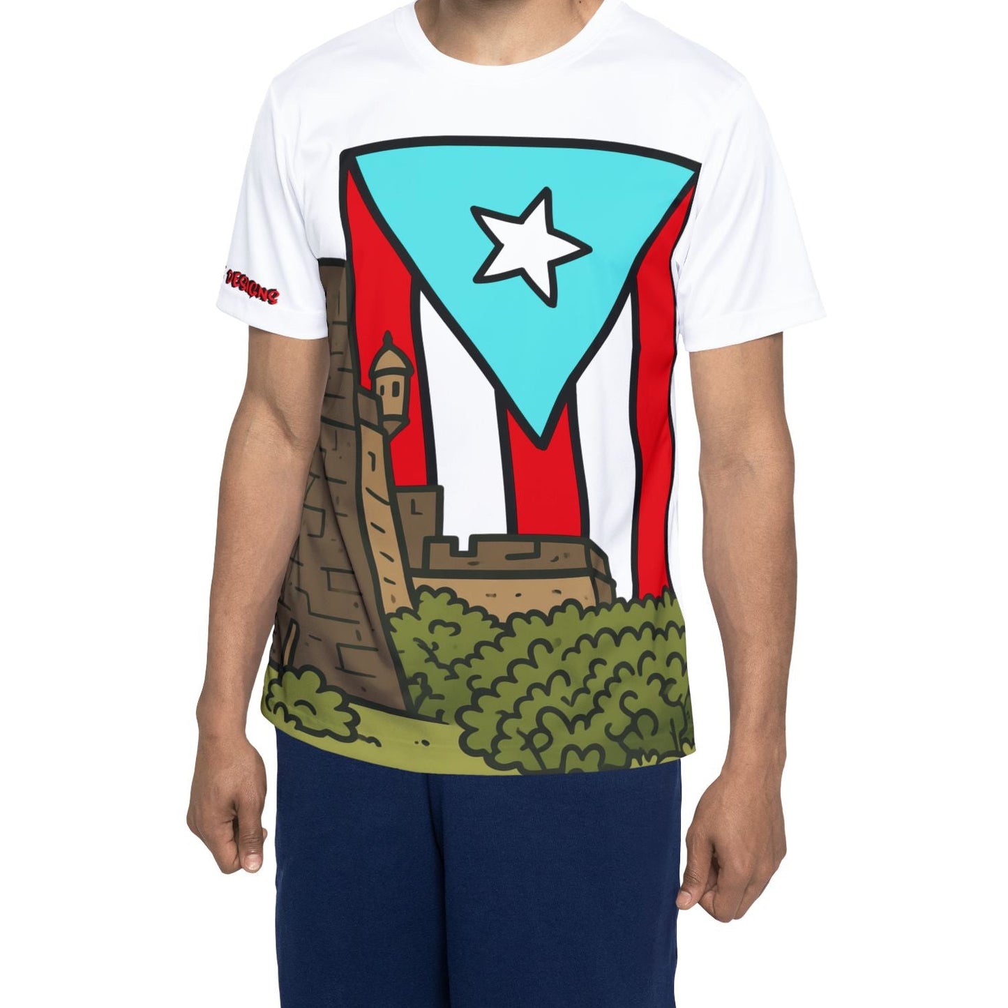 Aaaa-Puerto Rico Flag Castle Men's Sports Jersey — All-Over Print
