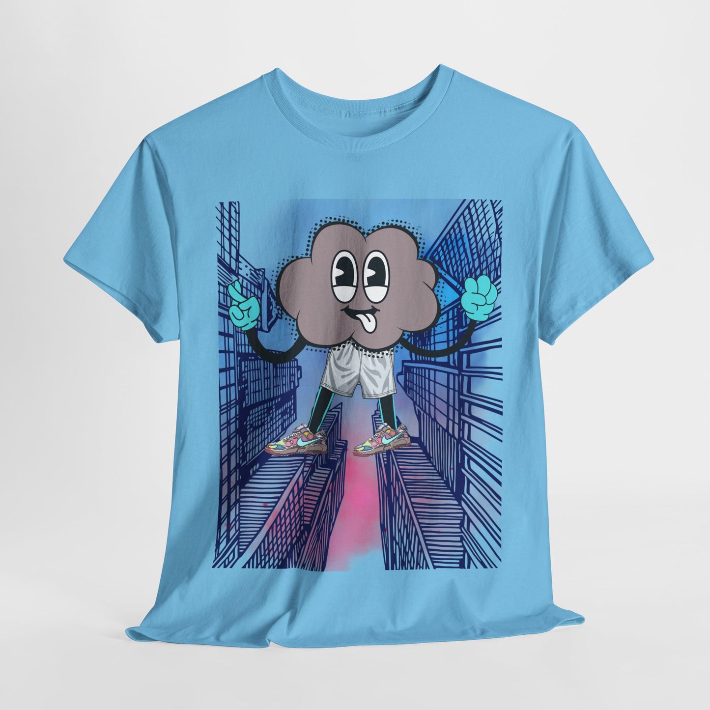 Urban Cartoon Unisex Heavy Cotton Tee - Street Style Graphic T-Shirt
