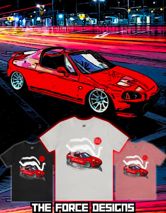 Honda Del Sol, The Force Designs, JDM, Crx, honda civic, street Racing, car culture, Unisex Jersey Short Sleeve Tee