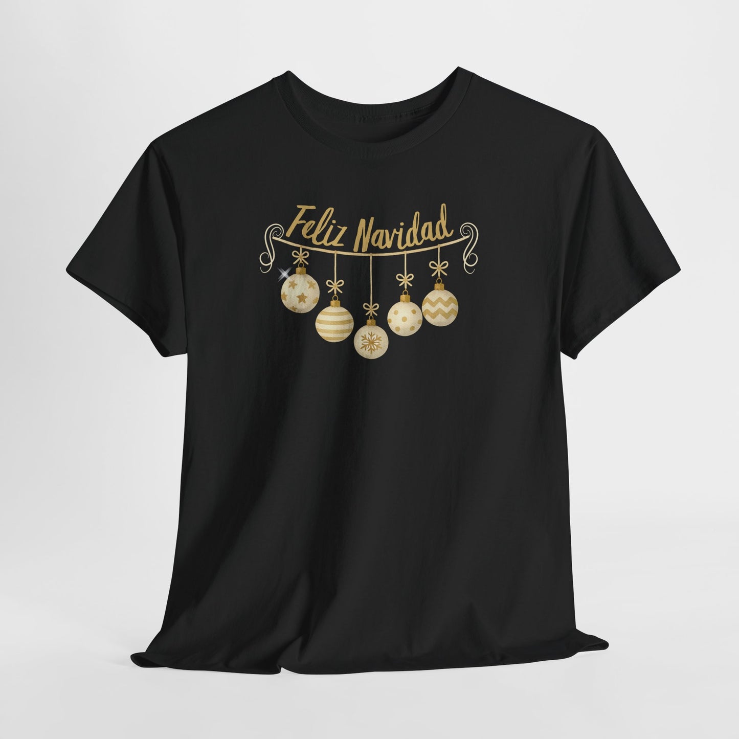 Feliz Navidad Tee — Gold Ornament Christmas Shirt