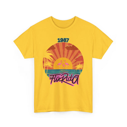 Retro Florida Sunset Cotton Tee, Beachwear, Vacation Shirt, Gift for Travelers, 1987 Florida Tee, Summer Vibes, Unisex Tee
