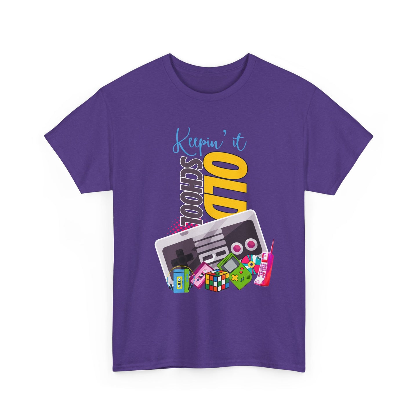 Keeping it Old School,Unisex Heavy Cotton Tee, Perfect for Gamers, Gifts for Birthdays, Casual Wear, Nostalgic Vibes, Game Night Attire
