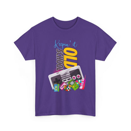 Keeping it Old School,Unisex Heavy Cotton Tee, Perfect for Gamers, Gifts for Birthdays, Casual Wear, Nostalgic Vibes, Game Night Attire