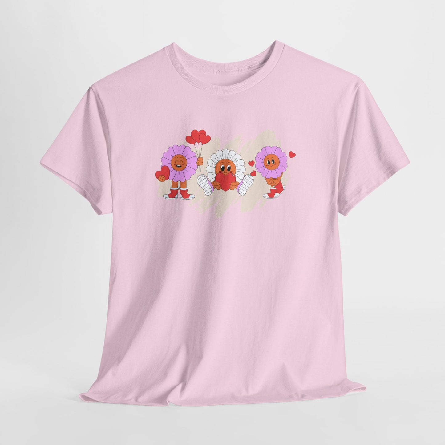 Floral Heart,Graphic Tee, Trendy Unisex Cotton Shirt, Soft Everyday Wear, Perfect for Casual Outings, Gifts for Garden Lovers