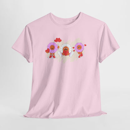 Floral Heart,Graphic Tee, Trendy Unisex Cotton Shirt, Soft Everyday Wear, Perfect for Casual Outings, Gifts for Garden Lovers
