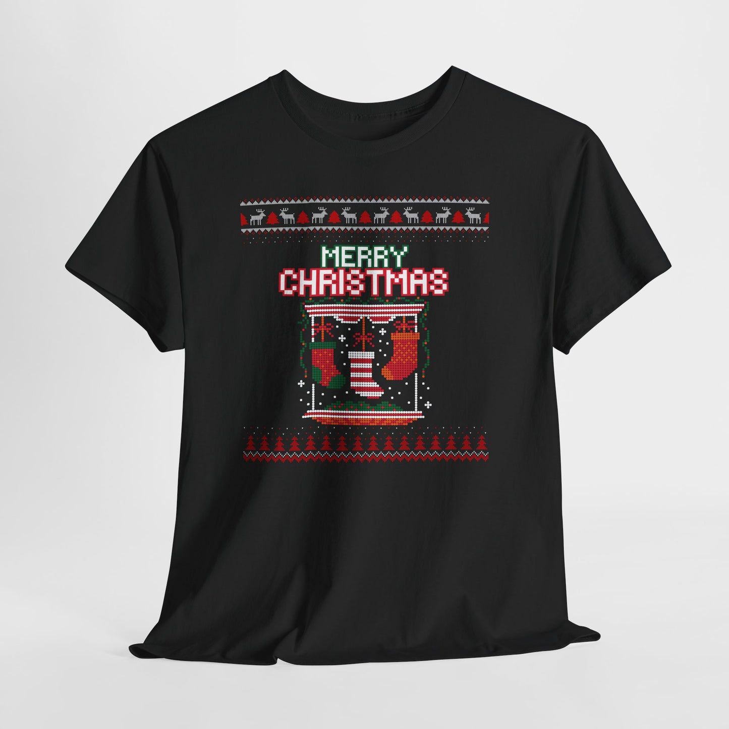 Merry Christmas Ugly T-Shirt — Festive Stocking & Reindeer Holiday Tee