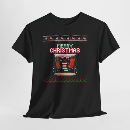 Merry Christmas Ugly T-Shirt — Festive Stocking & Reindeer Holiday Tee