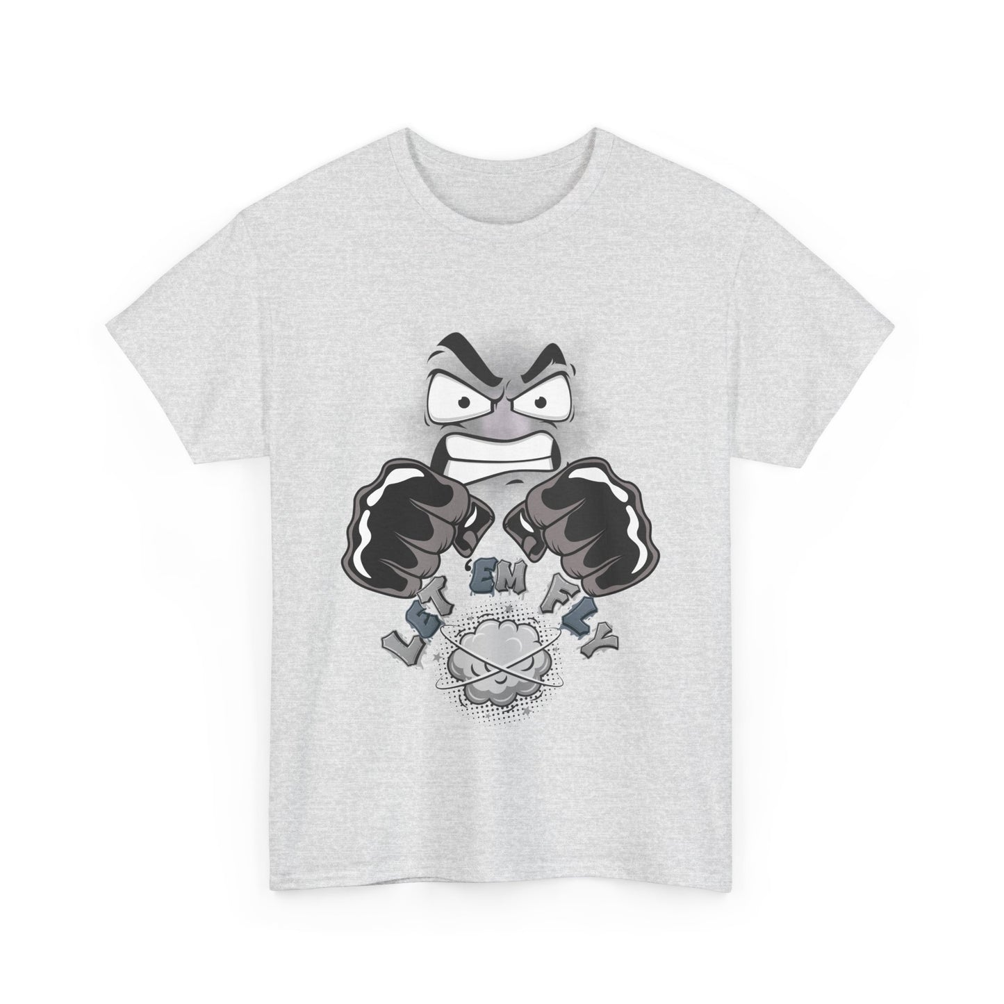 Let ‘em Fly, Angry Cartoon Graphic Tee, Streetwear Shirt, Unique Gift for Teens, Graphic Tee for Gamers, Casual Unisex Cotton T-Shirt