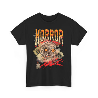 Horror Graphic Tee, Unisex Heavy Cotton Shirt, Spooky T-Shirt, Halloween Clothing, Creepy Apparel, Horror Fan Gift