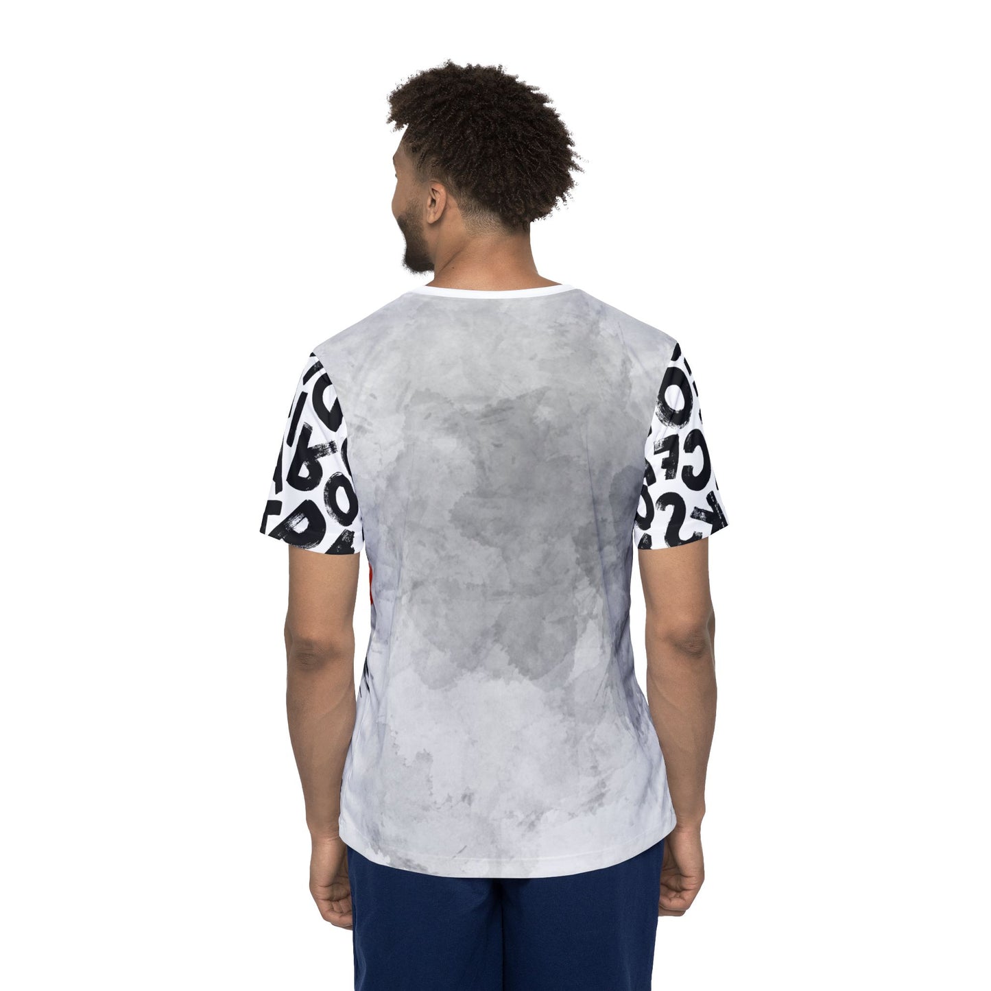 Fire letters,Stylish Men's Sports Jersey - Bold Graphic Design