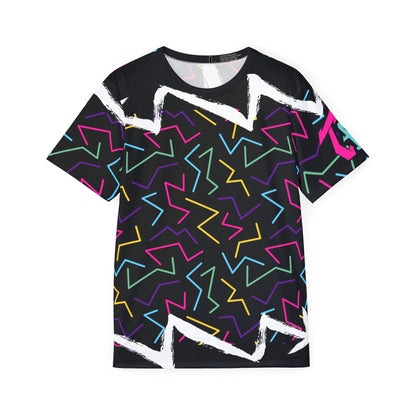Retro Neon Zigzag Sports Jersey — 80s Throwback All-Over Print