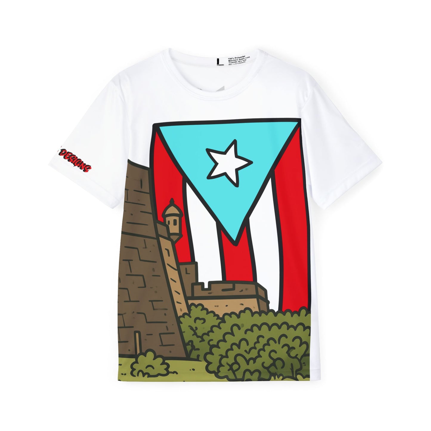 Aaaa-Puerto Rico Flag Castle Men's Sports Jersey — All-Over Print