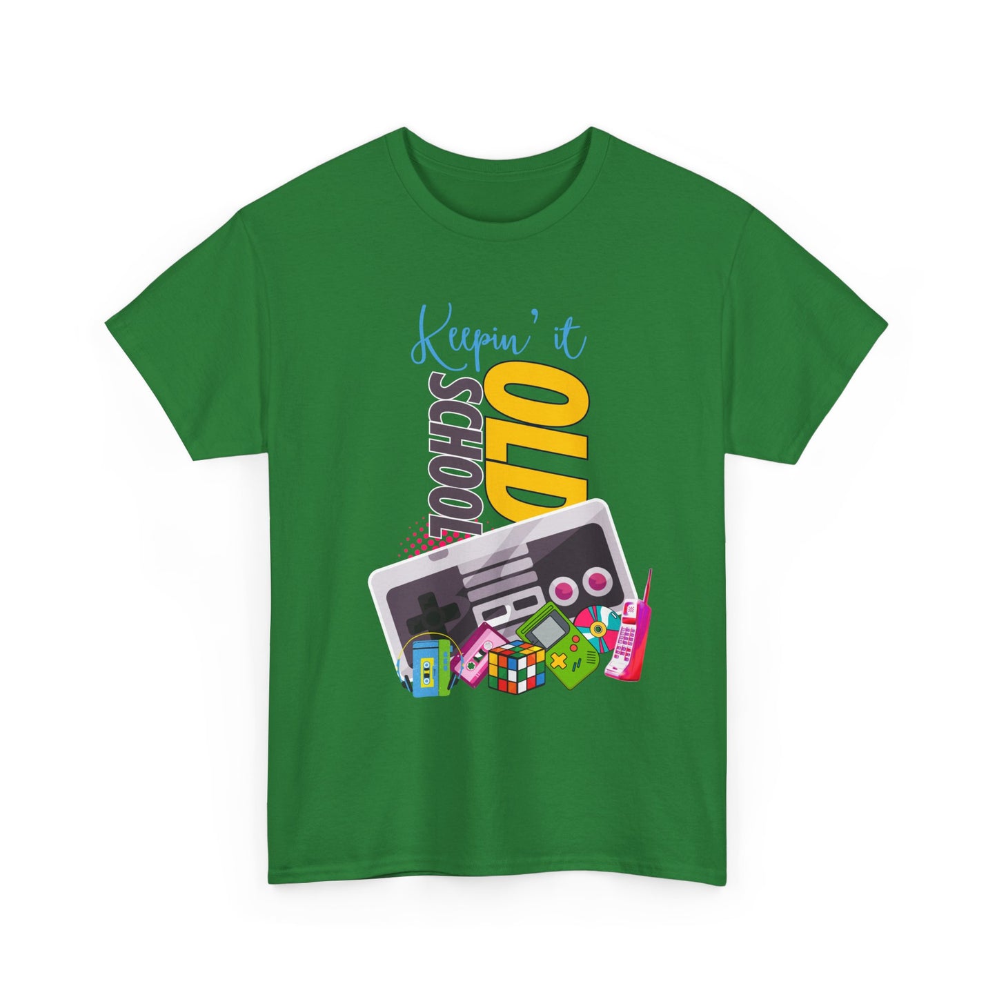Keeping it Old School,Unisex Heavy Cotton Tee, Perfect for Gamers, Gifts for Birthdays, Casual Wear, Nostalgic Vibes, Game Night Attire