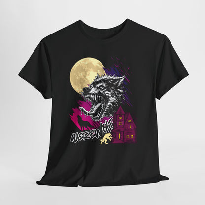 Werewolf Howling,  Unisex Heavy Cotton Tee - Spooky Graphic Tee for Halloween, Casual Wear, Horror Fans, Gift Idea, Streetwear