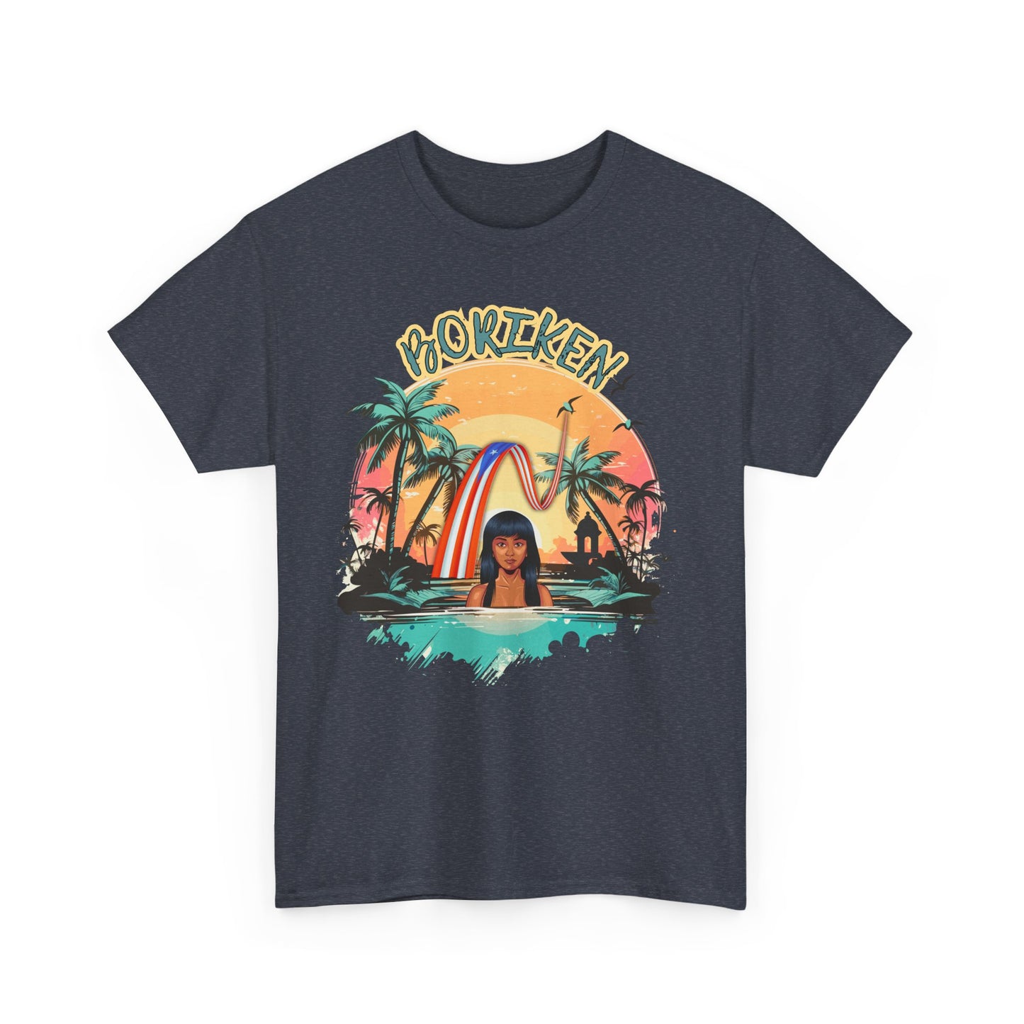 Tropical Vibe Graphic Tee, Unisex Heavy Cotton Tee, Summer Shirt, Beachwear, Vacation Outfit, Gift for Him/Her