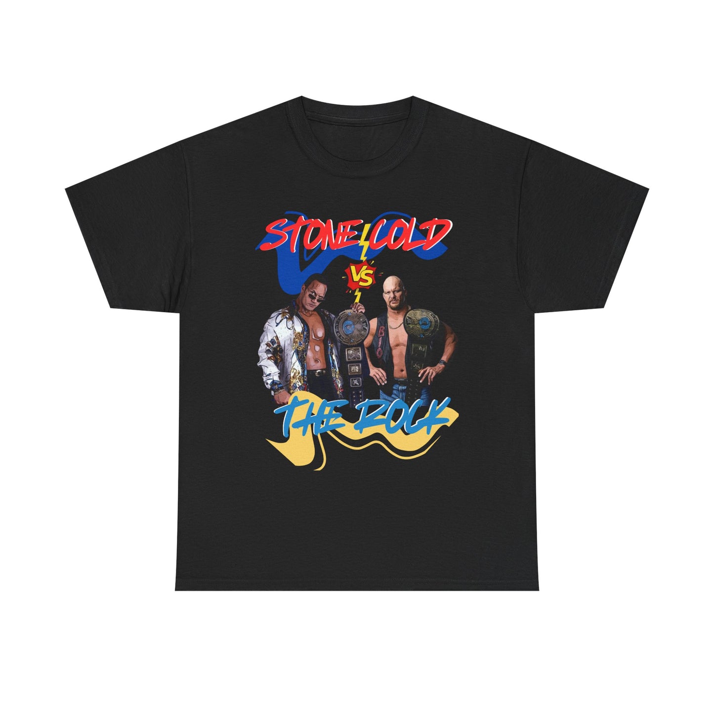 The Rock vs Stone Cold, The Force Designs, Wrestling shirt, Steve Austin, The Rock Johnson, Unisex Heavy Cotton Tee